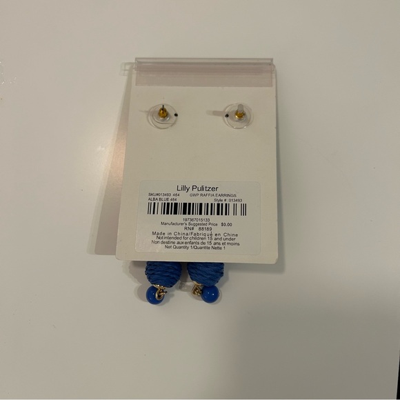 NWT Lilly Pulitzer Blue Raffia Earrings - Picture 2 of 2